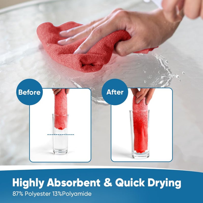 اورايتي قماش تنظيف من الألياف الدقيقة من أوريتي، 75 ورقة مناشف متجر، مناشف ورقية قابلة لإعادة الاستخدام، مناشف ورقية قابلة لإعادة الاستخدام، مناشف تنظيف من الألياف الدقيقة قابلة للغسل للسيارات والمنزل والمطبخ، 11.5 × 11.5، أحمر - Image 5